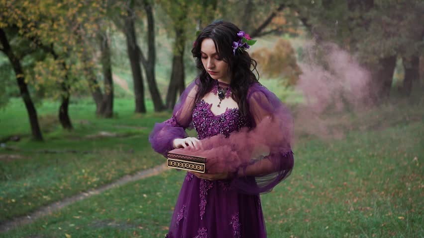 Dark Haired Fairy Tale Queen In Forest Stock Footage Video 100