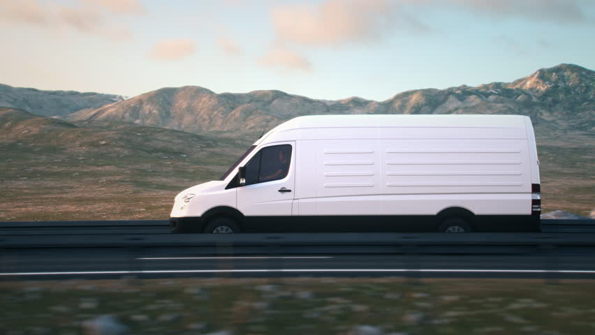 white box driving vans with black windows