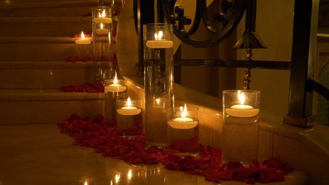 Night Time Burning Candles In Stock Footage Video 100