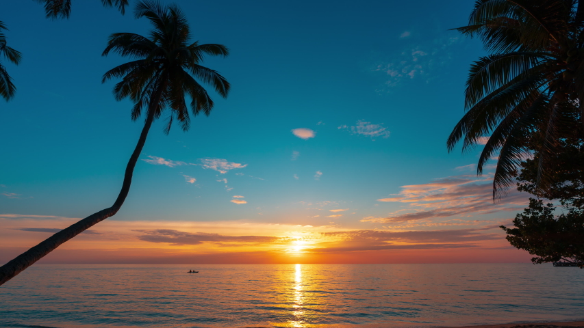 Colorful Sunset On Tropical Beach Stock Footage Video 100