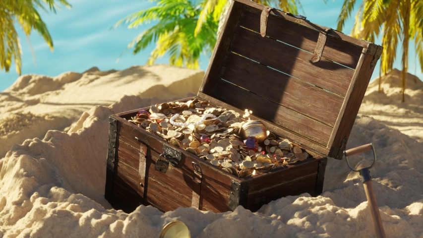 Treasure Chest On Beach Stock Video Footage - 4K and HD Video ...