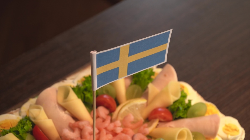 Traditional Swedish Sandwich Cake Smorgastarta Stock Footage