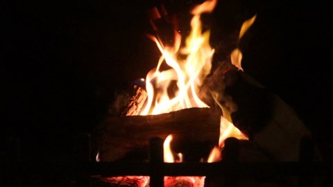 A Fire Burns In A Stock Footage Video 100 Royalty Free 32393965