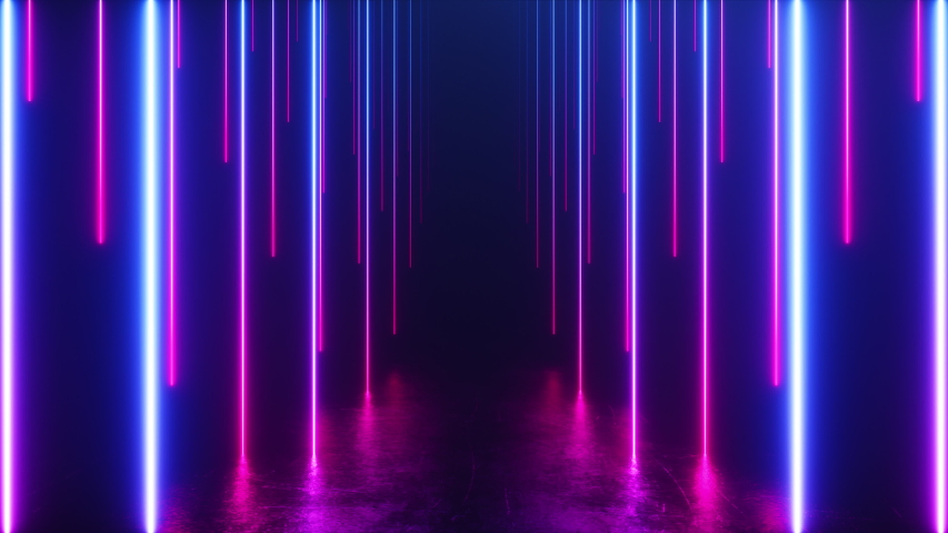Endless Corridor with Neon Lines Stock Footage Video (100% Royalty-free
