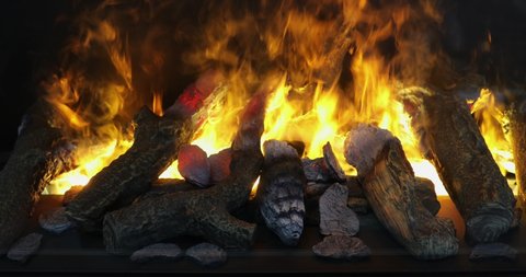 Logs In Artificial Fireplace Stock Video Footage 4k And Hd Video