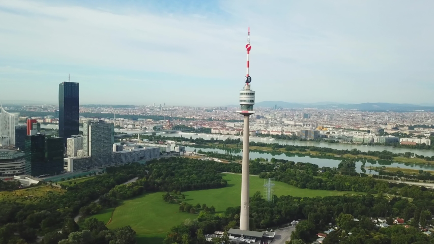 Sunset and city views with towers in Vienna, Austria image - Free stock ...