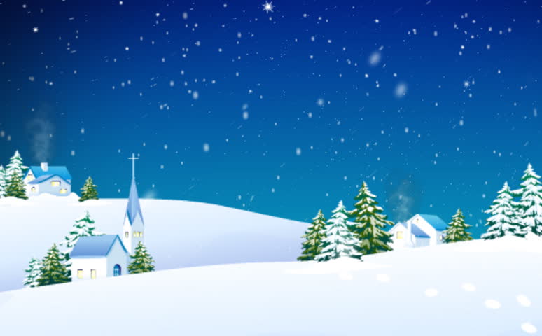 HD- Beautiful Christmas Scene Animated Art - Light Snow Falling And