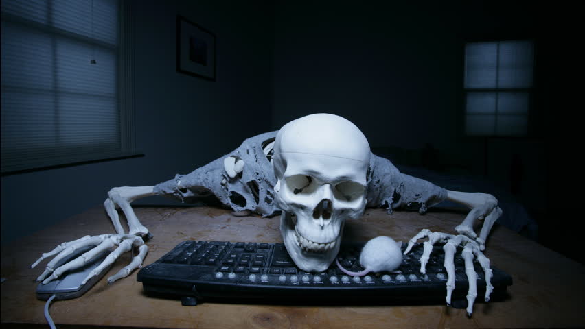 A Skeleton at a Keyboard Stock Footage Video (100% Royalty-free