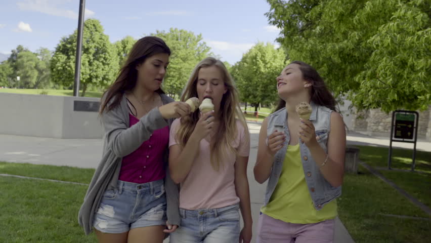 Stock Video Of Teens Eat Ice Cream Cones In 10828133