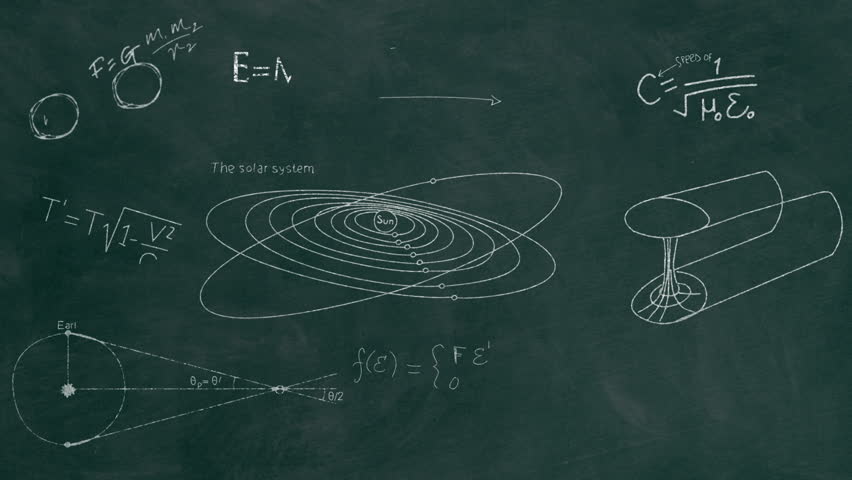 Astronomy and Astrophysics Equations - Chalkboard… - Royalty Free Video