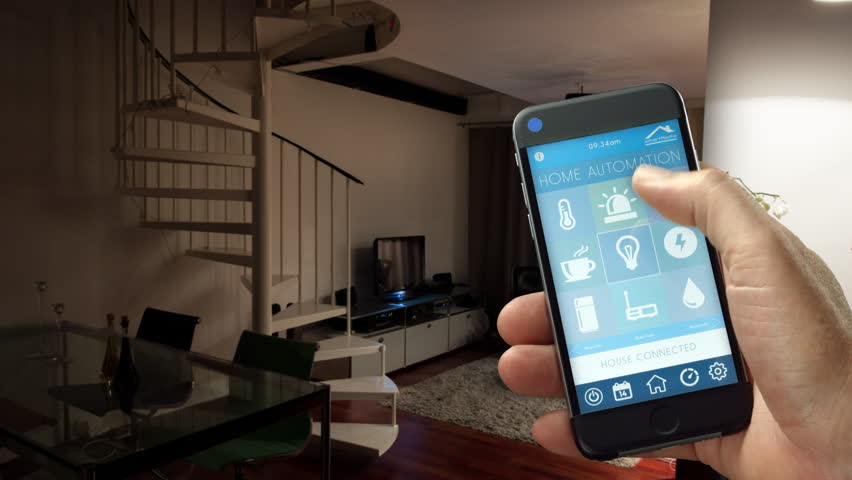 Smartphone Home Automation smart home device - house automation home control concept on a Smartphone Home Automation smart home device - house automation home control concept on a