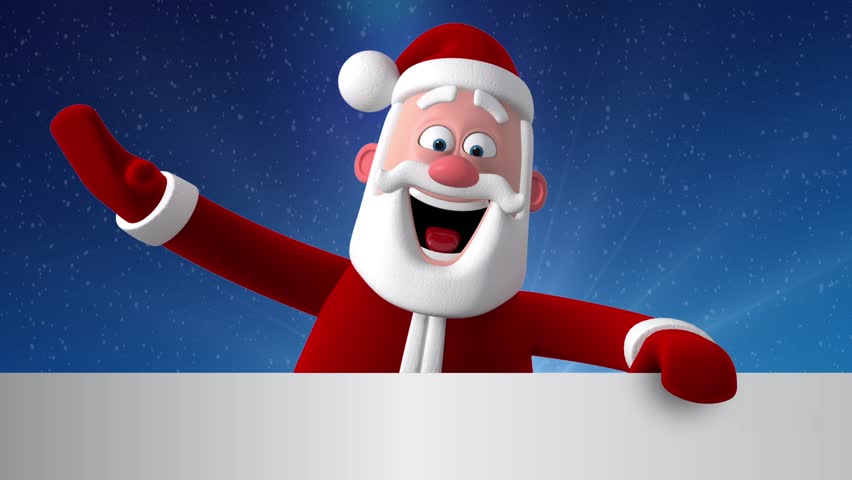 3D New Year Greeting Card, Christmas Animation Of Santa 