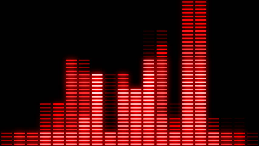 Yellow And Red Multi-colored Digital Audio VU Meters Moving To Beat