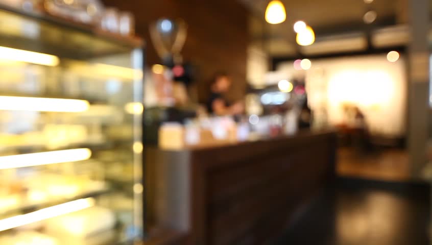 Blurred Background  Of Coffee Shop With Vintage Filter 