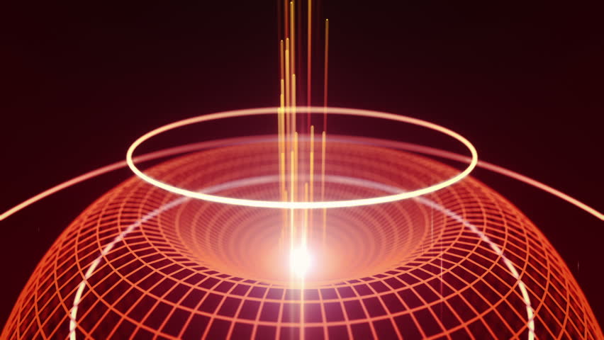 Abstract Background With Animation Rotation Of Network Sphere With Neon ...