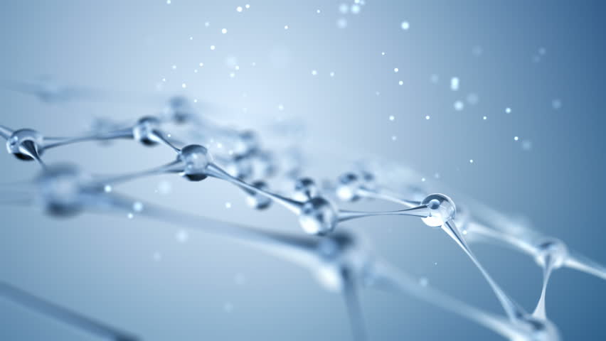 Animation slow moving of molecules or network from glass and crystal. Animation of seamless loop.