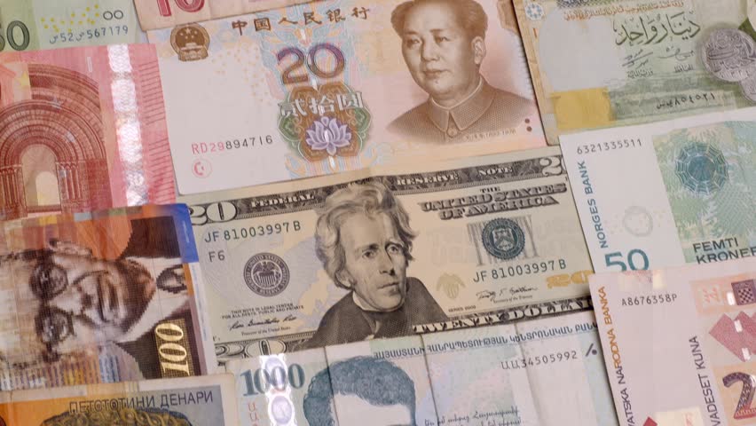 Various Currency Notes Background Dollar Stock Footage Video Various Currency Notes Background Dollar Euro Yuan Lira Kuna Shekel And Others