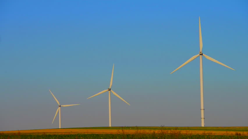 30 Fps Loop Animation, Wind Turbines, Shape Like Windmills, Are Mounted