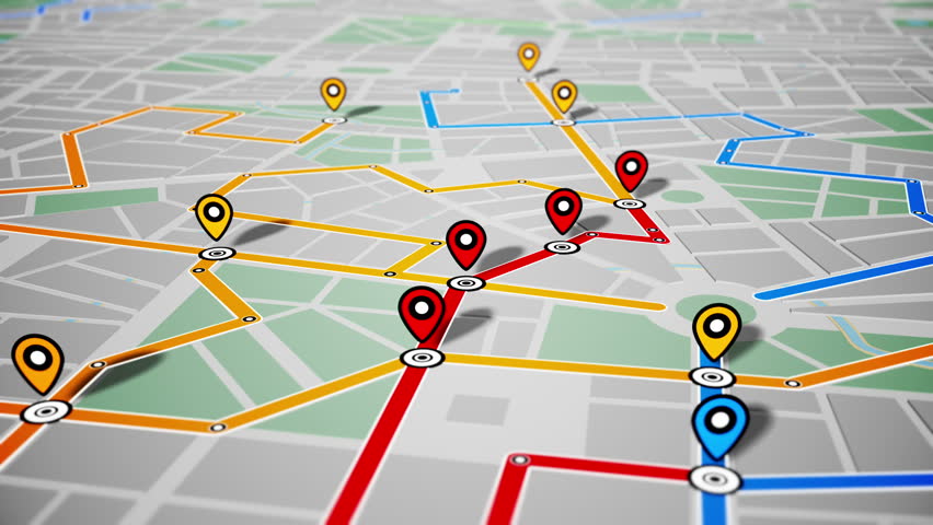 Split Screen GPS Navigation Concept. Seamless Loop. Stock Footage Video ...