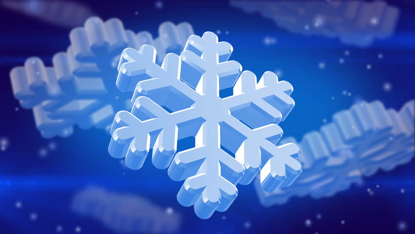 Sky Background With Rotating Silver Snowflake And Snowing Stock Footage ...