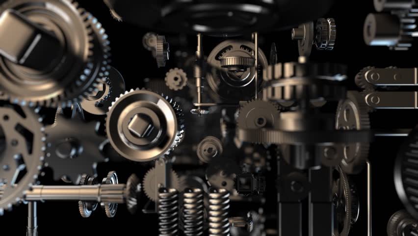 3d Background With Animated Clockwork Machinery. Seamless Loop. Depth ...