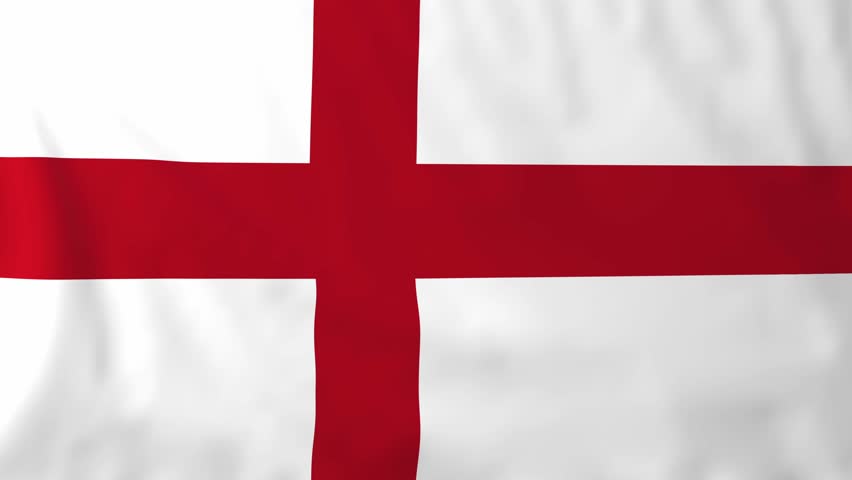 4K 3D Animation Of England Enlgish Red Cross On White Whole Flag 