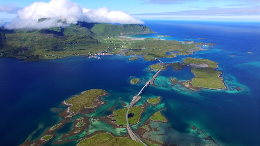 Aerial View Of Small Islands Connected By Bridges On Lofoten Islands In ...