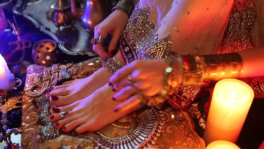 Indian Wedding Preparation Luxury Oriental Stockbeeldmateriaal