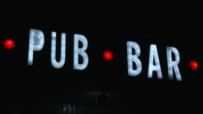 Illuminated Sign the Word Pub Stock Footage Video (100%