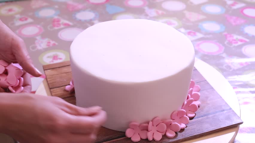 Shot Of Fondant Cake Decoration Stock Footage Video 100