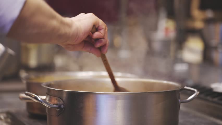 Chefs Hands Cooking Soup, Mixing Stock Footage Video (100% Royalty-free