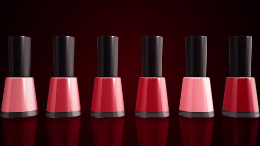 Animation Of Moving Colorful Nail Polish Bottles. Animation Of Seamless