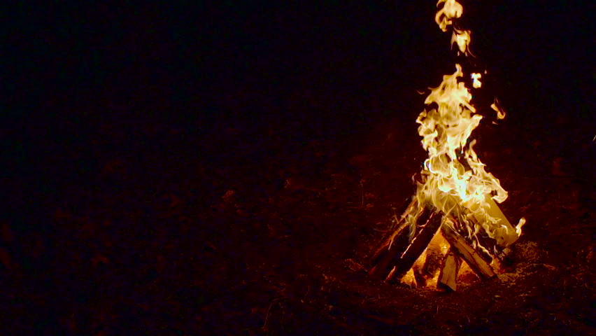 Campfire Camp Fire Summer Burning Fire/campfire In 4K. Background Of ...