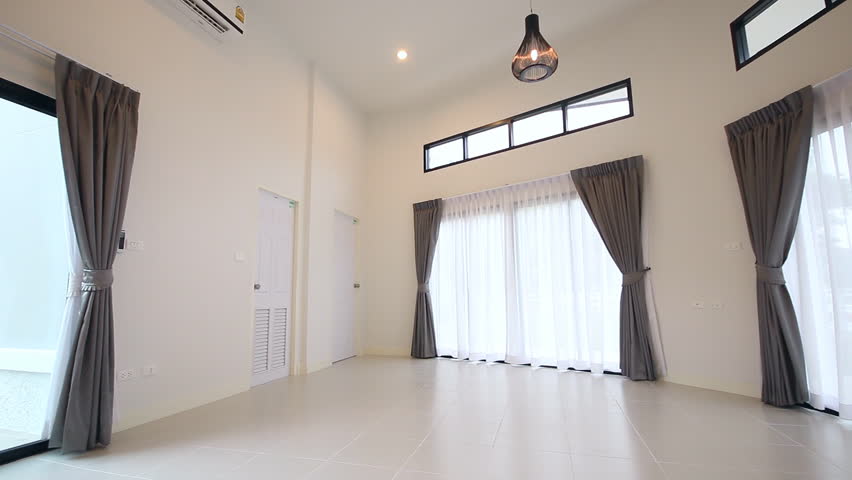 Living Room Hd video panning of curtain in living room ,empty furniture in new Living Room Hd video panning of curtain in living room ,empty furniture in new