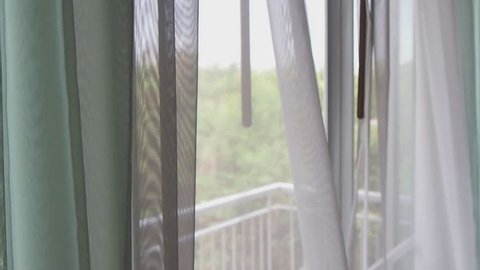 White Sheer Curtain Blowing In Stock Footage Video 100 Royalty