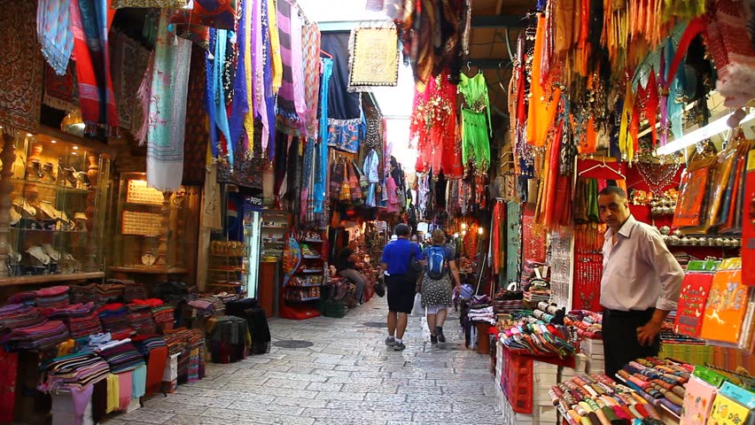 JERUSALEM - NOVEMBER 01: Tourists And Local Citizens Walk In Bazaar In ...