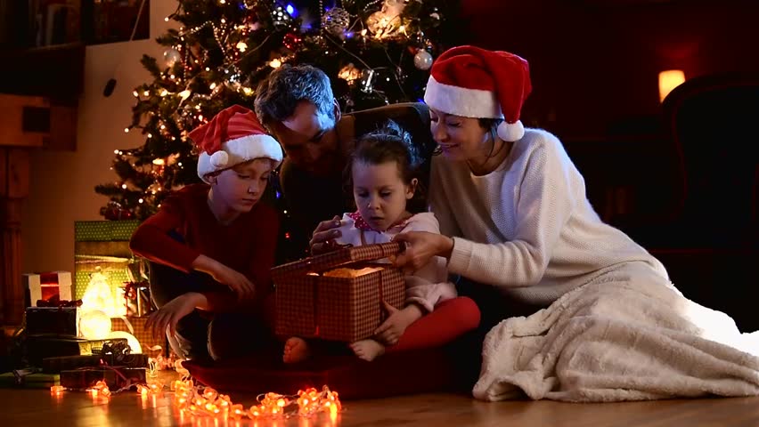 Christmas Night, a Cheerful Family Stock Footage Video (100% Royalty-free) 17204383 | Shutterstock