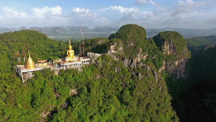 Drone Footage Of Wat Tham Sua (Tiger Cave Temple) In Krabi, Thailand ...