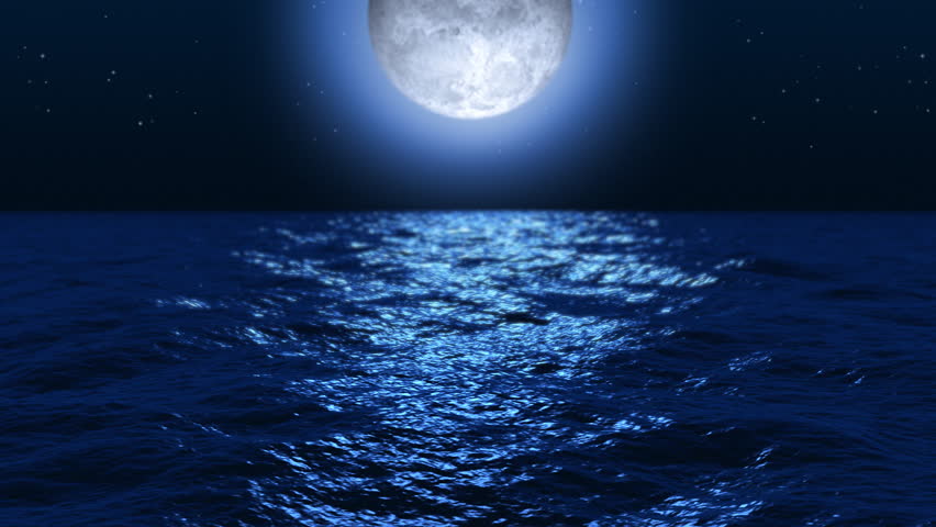 Full Moon At Night In The Ocean. Seamlessly Looping. Stock Footage Video 390286 | Shutterstock