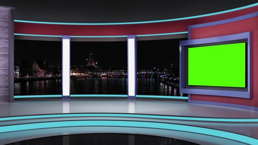 News TV Studio Set - Virtual Green Screen Background Loop Stock Footage ...