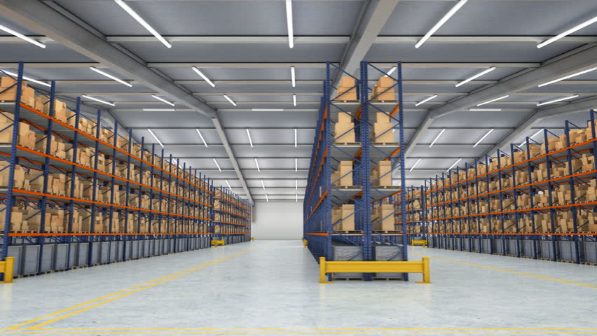 Warehouse Interior 3d Loopable Animation. Camera Is Moving Forward. Stock Footage Video 3633113 ...
