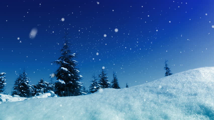 Seamless Animation White Snowy And Snow Winter Landscape With Dry And