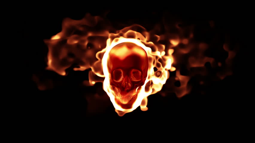 Burning Human Skull. Horror Animation. Stock Footage Video (100% ...