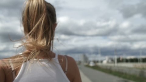 Girl With Blond Hair Jogging Girl With Blond Hair Jogging