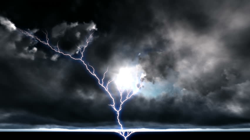 Night Cityscape With Strong Lightning Night Cityscape With Strong Lightning
