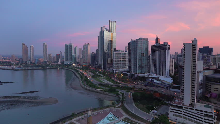 City Skyline, Panama City, Panama, Stock Footage Video (100% Royalty