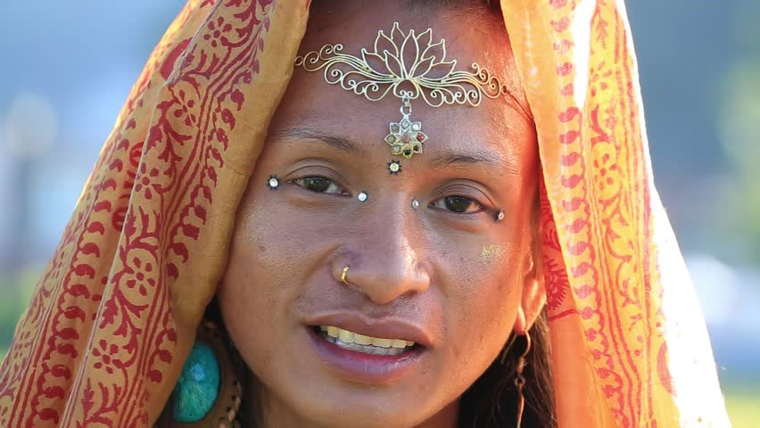 Portrait Shemale Sirena Sabiha Dancing At Sunrise In Pokhara Nepal 