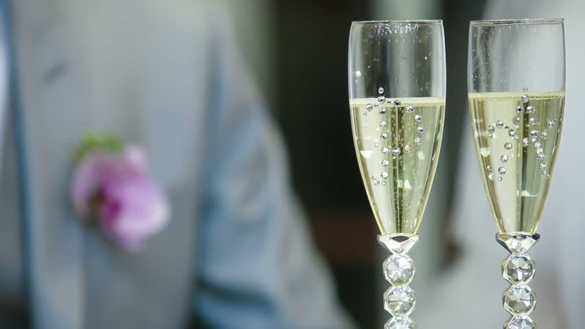 Champagne Glasses At Wedding Reception Stock Footage Video