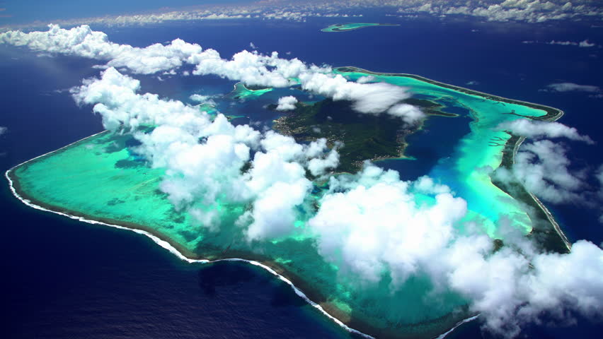 Aerial Tupai Bora Bora Society Islands Atoll Pacific Heart Island Ocean ...