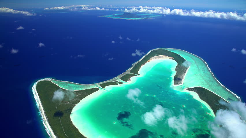 Aerial Tupai French Polynesia Atoll Island Coral Paradise Tahitian ...